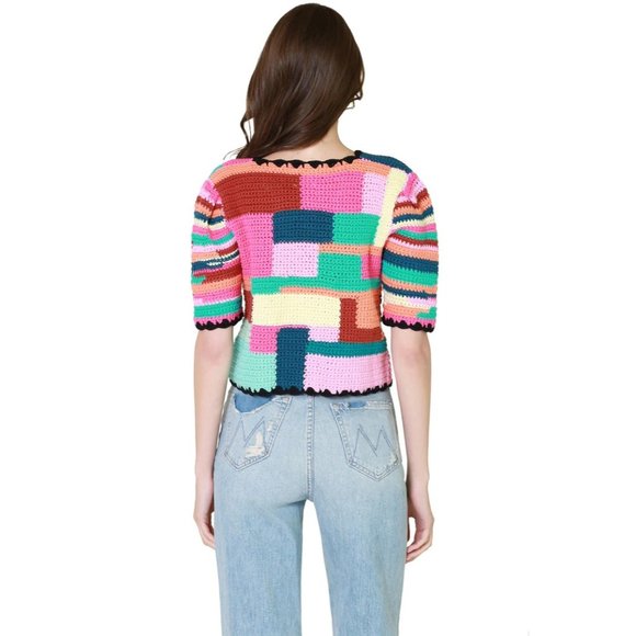 NWT $315 TACH TINI CROCHET MULTI COLORBLOCK STRIPE HAND KNIT CARDIAN SIZE XS - Picture 7 of 16